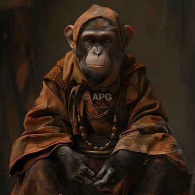 Schimpanse in Robe (KI-generiert)